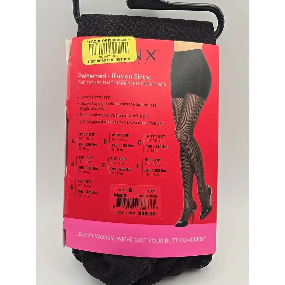 Spanx Tight-End Tights Size B Black Patterned -‎ Illusion Stripe New